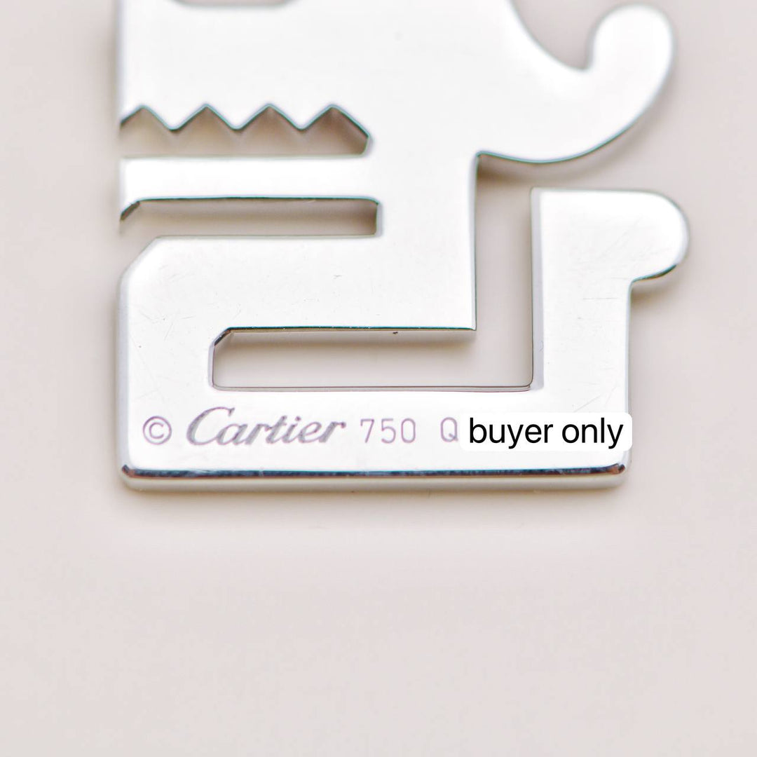 Second Hand Cartier Le Baiser du Dragon Charm Diamond Ruby 18K White Gold Necklace