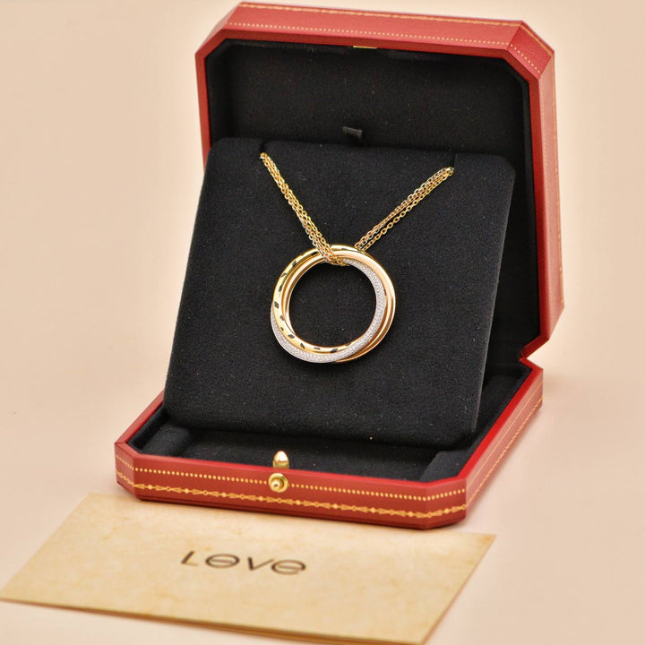 Preowned Cartier Trinity Panthère Diamond 18K Tri Colour Gold Pendant Necklace