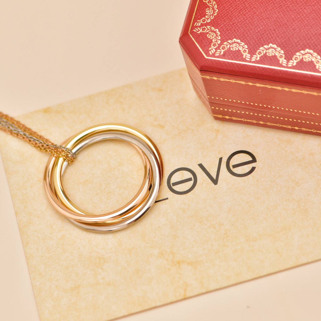 Preloved Cartier Trinity Panthère Diamond 18K Gold Pendant Necklace