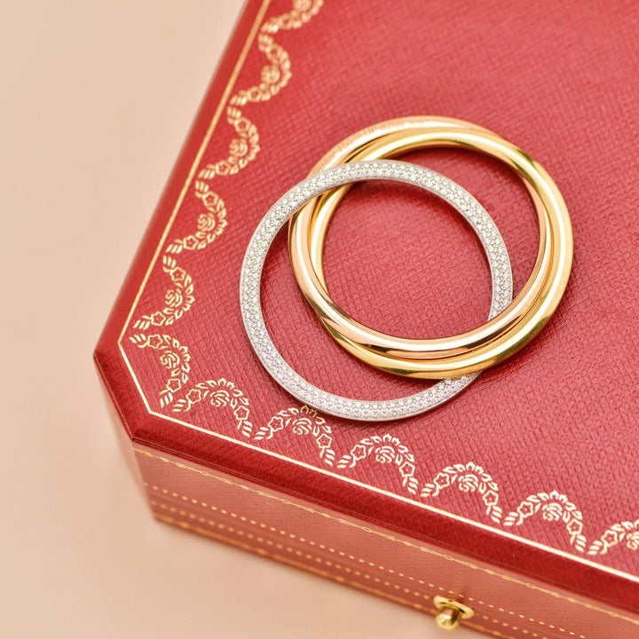 Preowned Cartier Trinity Panthère Diamond 18K Gold Pendant Necklace