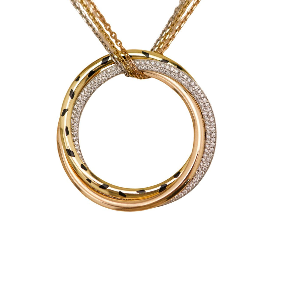 Preloved Cartier Trinity Panthère Diamond 18K Tri Colour Gold Pendant Necklace