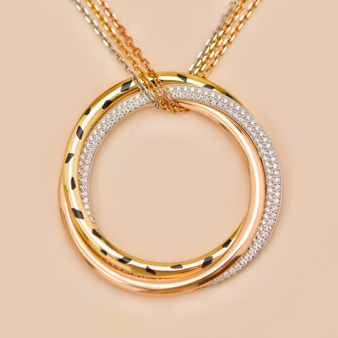 Used Cartier Trinity Panthère Diamond 18K Gold Pendant Necklace