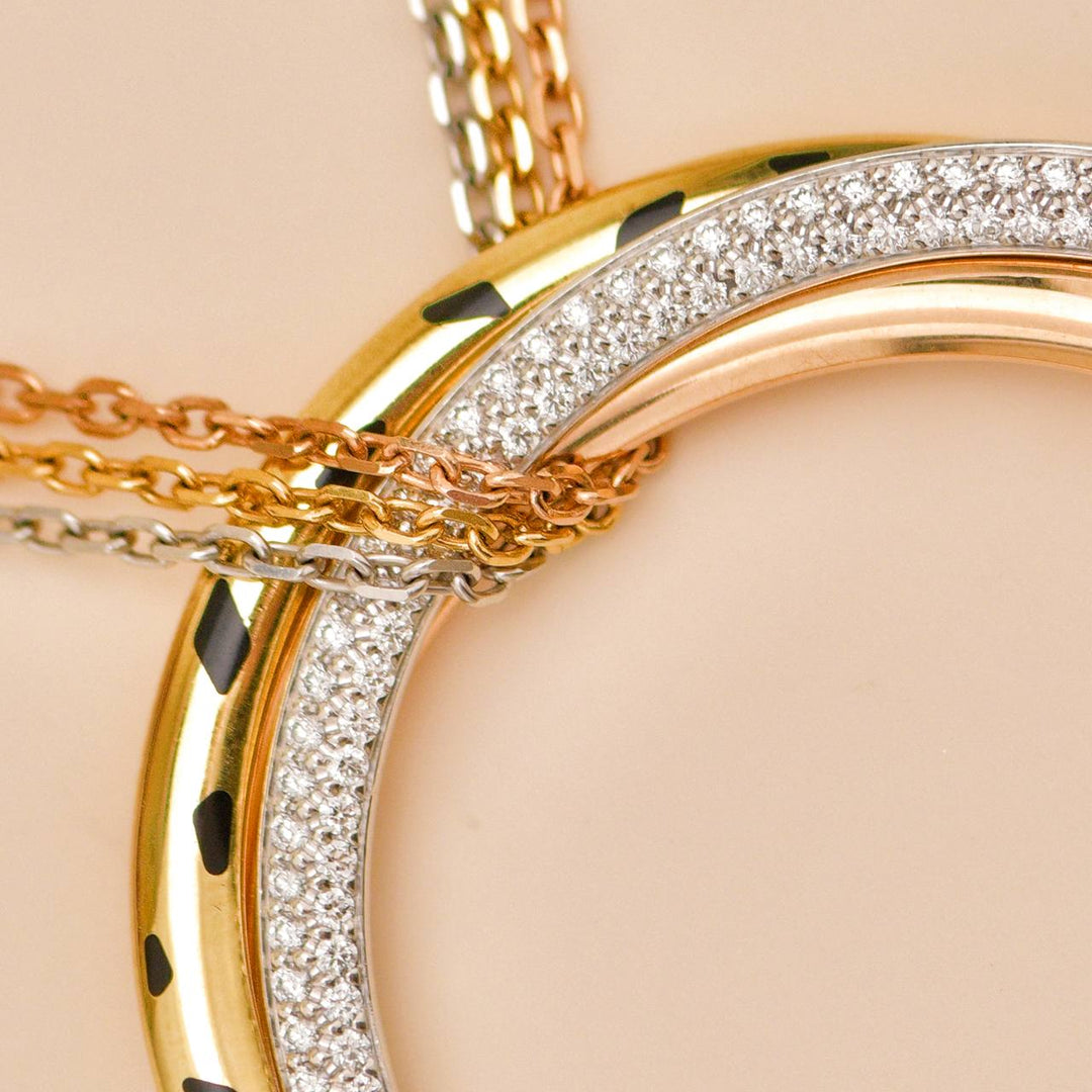Preowned Cartier Trinity Panthère Diamond 18K Gold Necklace