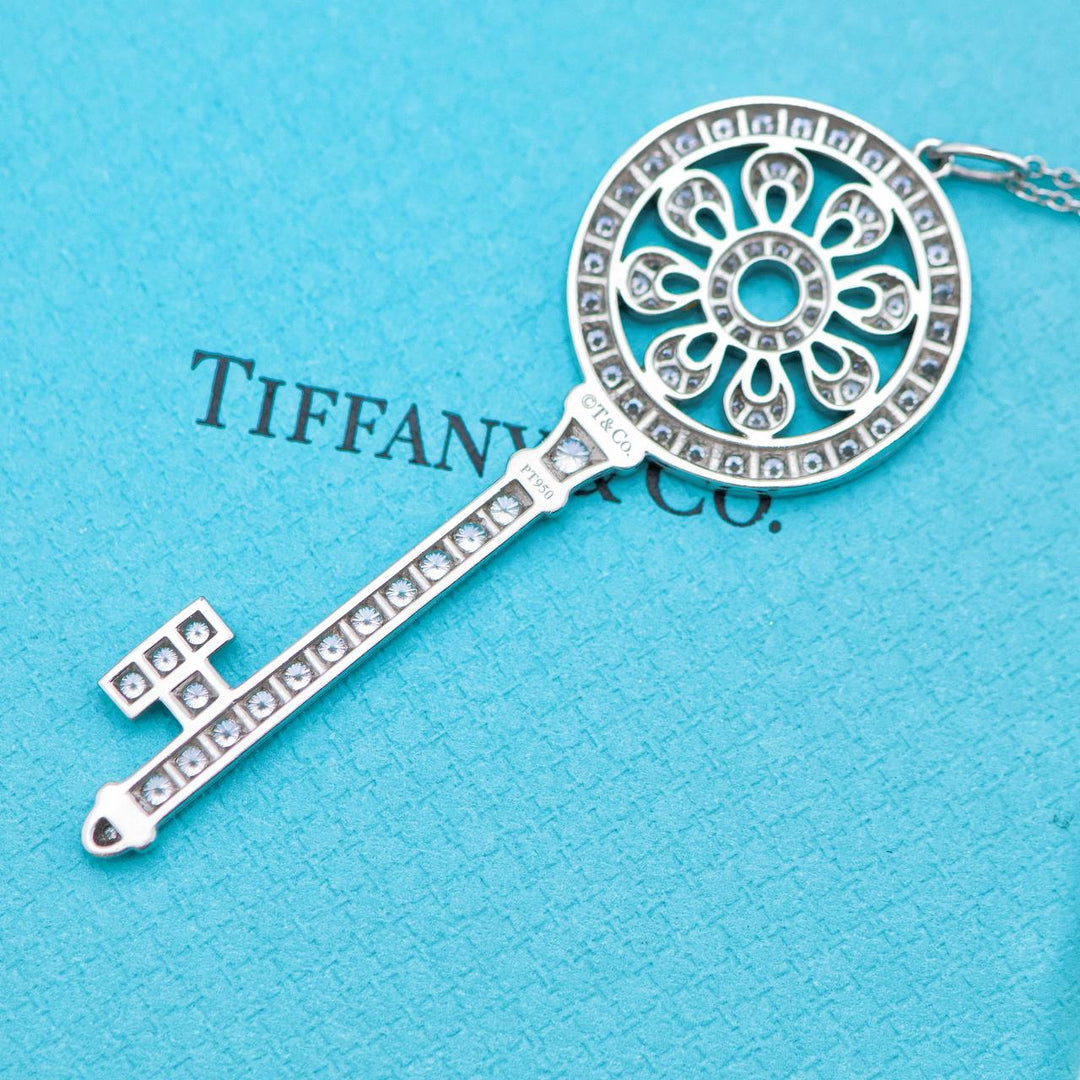 Used Tiffany & Co. Keys Petals Diamond Platinum Key Pendant