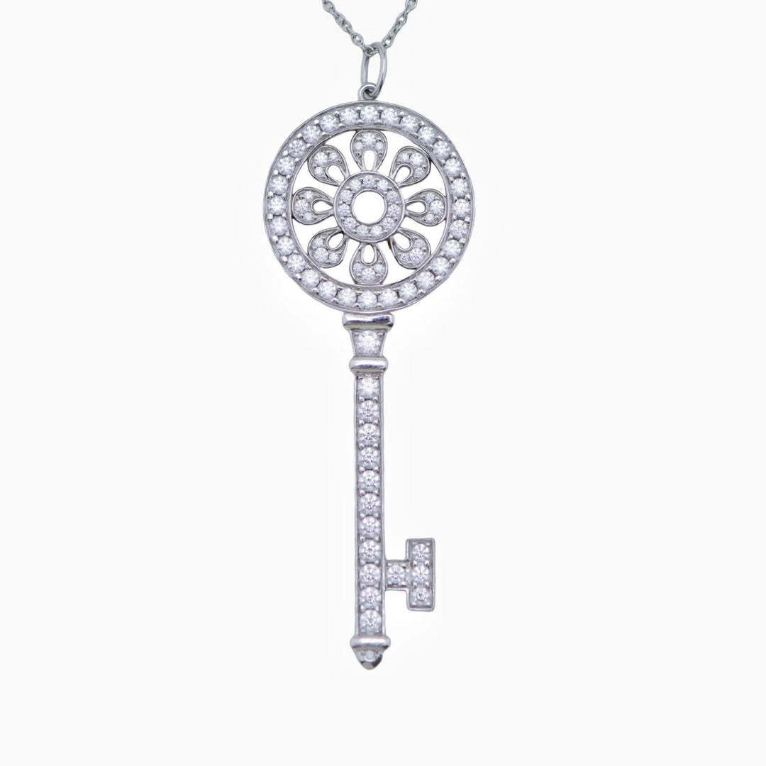Preloved Tiffany & Co. Keys Petals Diamond Platinum Key Pendant