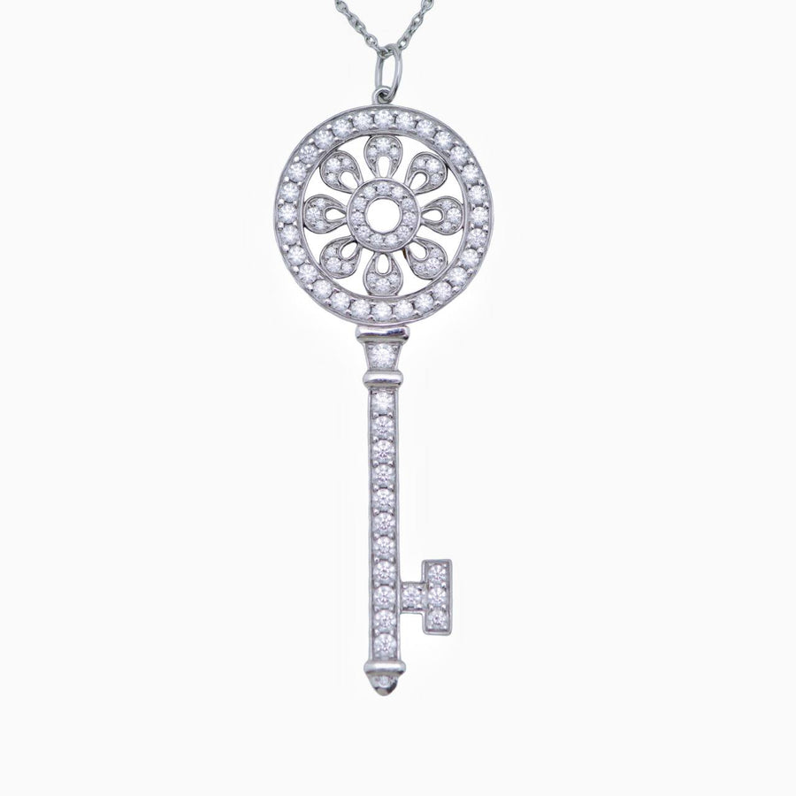 Preloved Tiffany & Co. Keys Petals Diamond Platinum Key Pendant