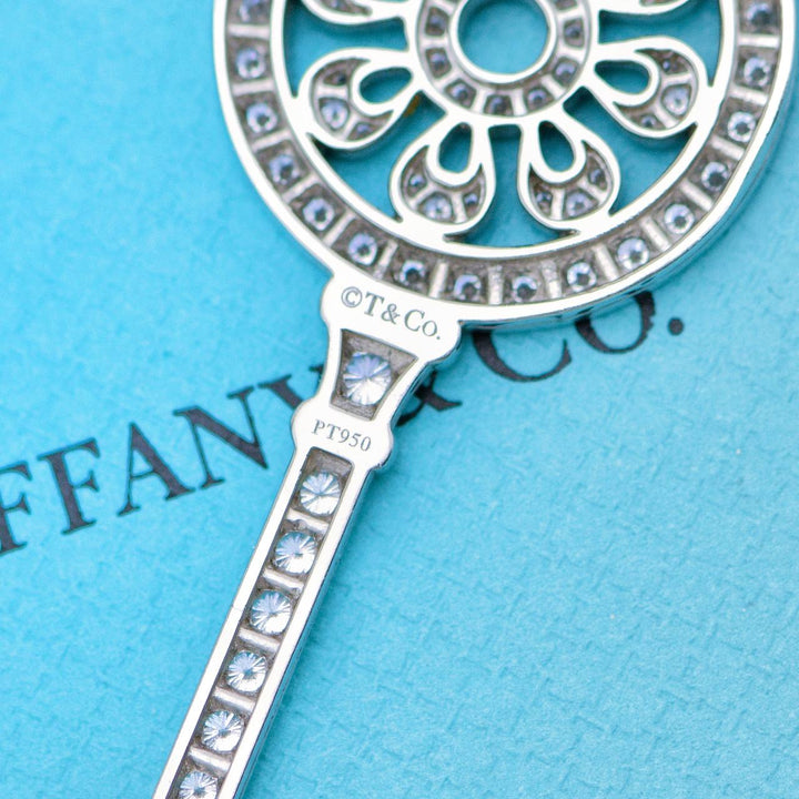 Second hand Tiffany & Co. Keys Petals Diamond Platinum Key Pendant Necklace
