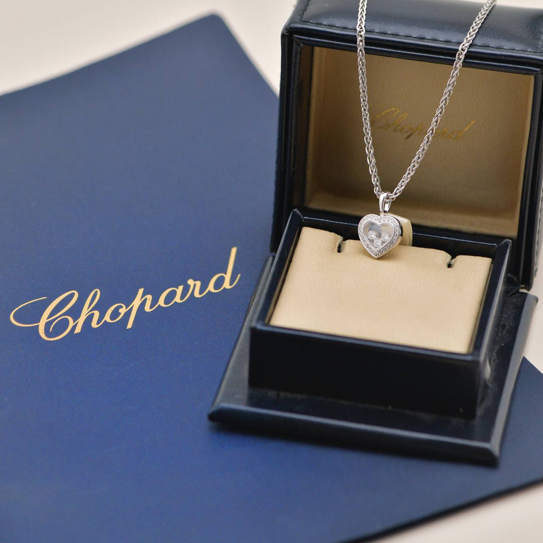 Preowned Chopard Happy Diamonds 18K White Gold Pendant Necklace