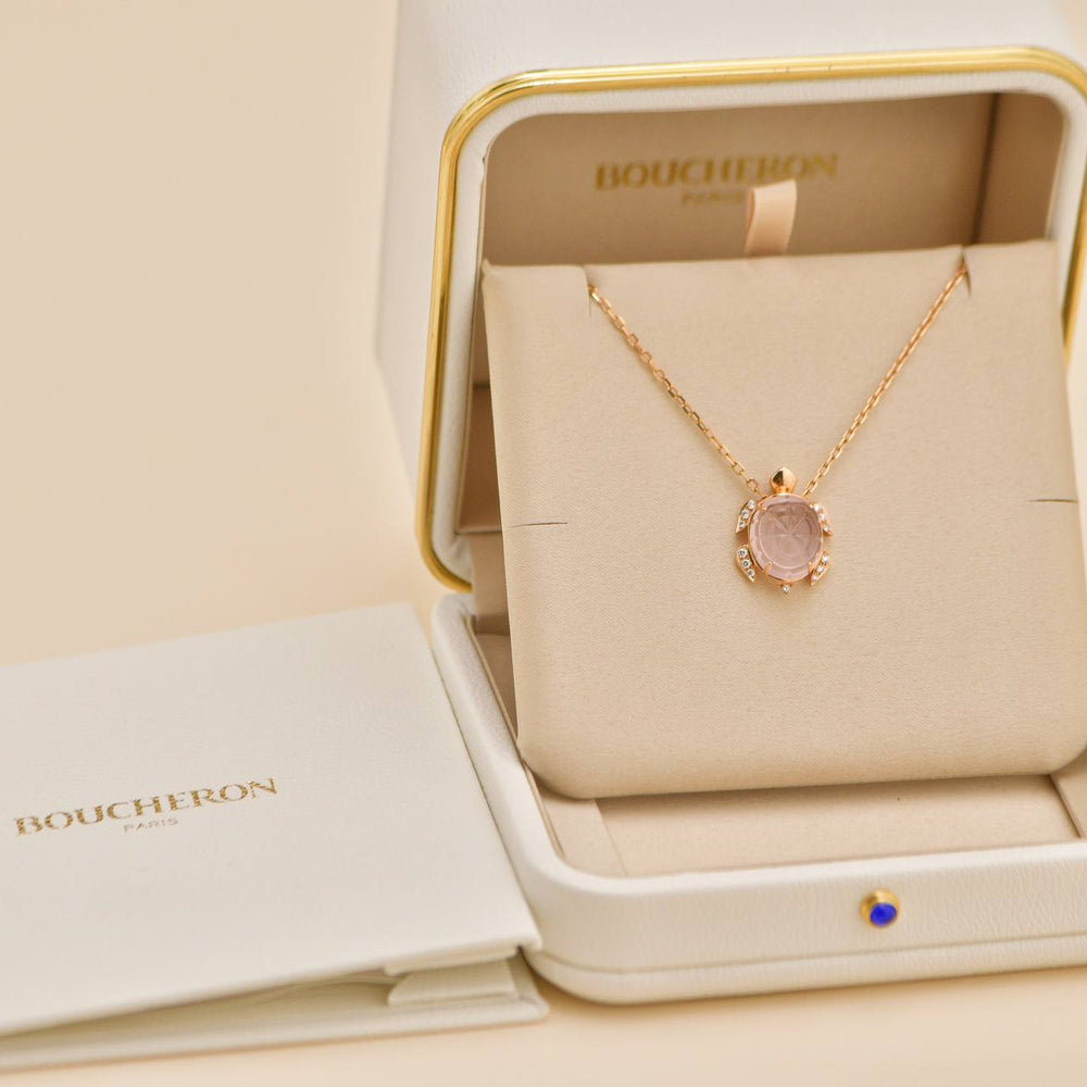 Preowned Boucheron Animaux Collection Quartz Diamond 18K Rose Gold Pendant Necklace