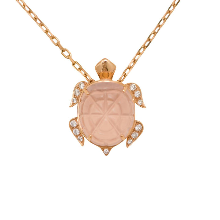 Preloved Boucheron Animaux Collection Quartz Diamond 18K Rose Gold Pendant Necklace