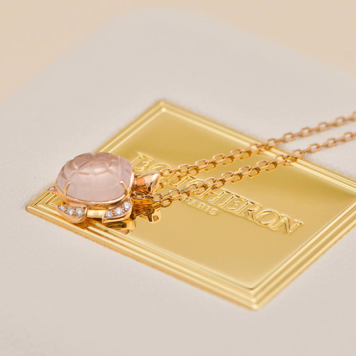 Second Hand Boucheron Animaux Collection Quartz Diamond 18K Rose Gold Pendant Necklace
