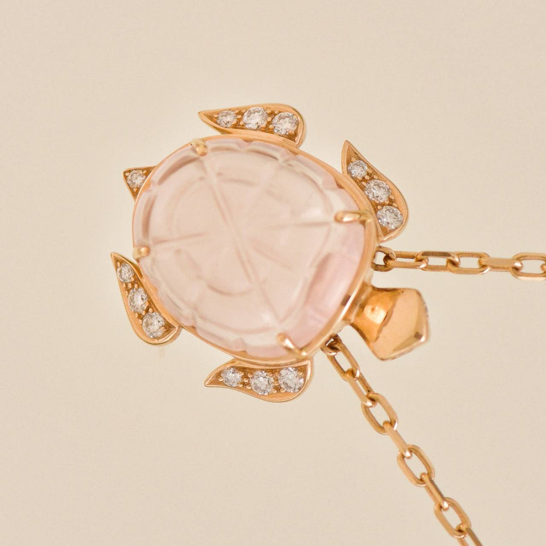 Preowned Boucheron Animaux Collection Quartz Diamond 18K Rose Gold Necklace