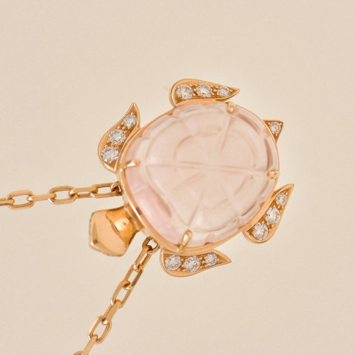 Second Hand Boucheron Animaux Collection Quartz Diamond 18K Rose Gold Necklace