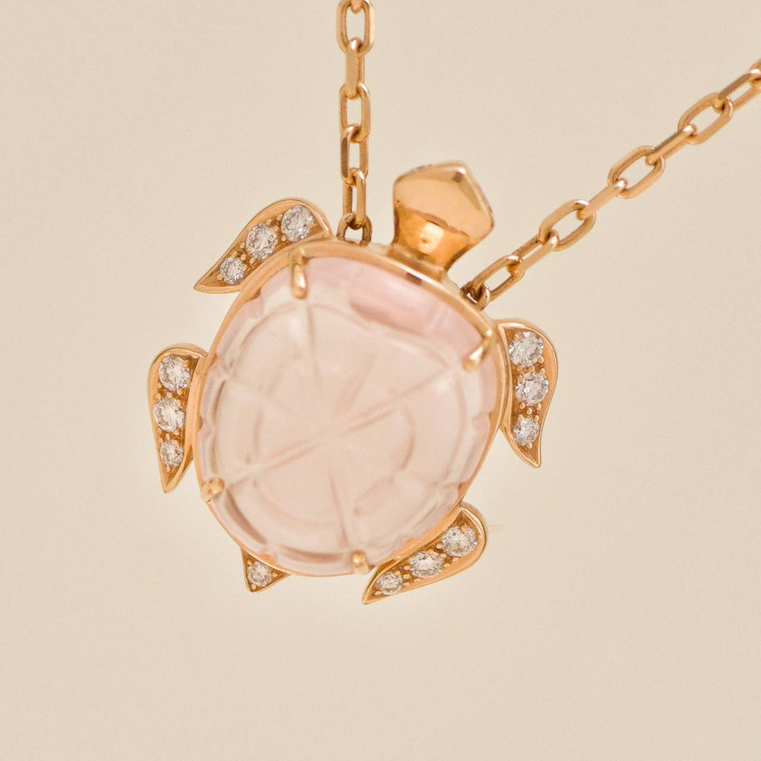 Used Boucheron Animaux Collection Quartz Diamond 18K Rose Gold Necklace