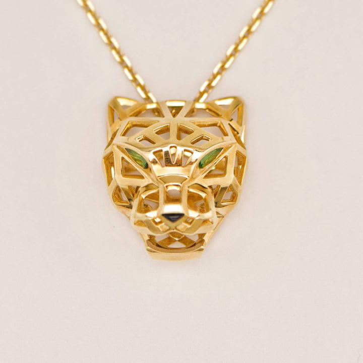 Preowned Cartier Panthère de Cartier Tsavorite Onyx 18K Gold Necklace