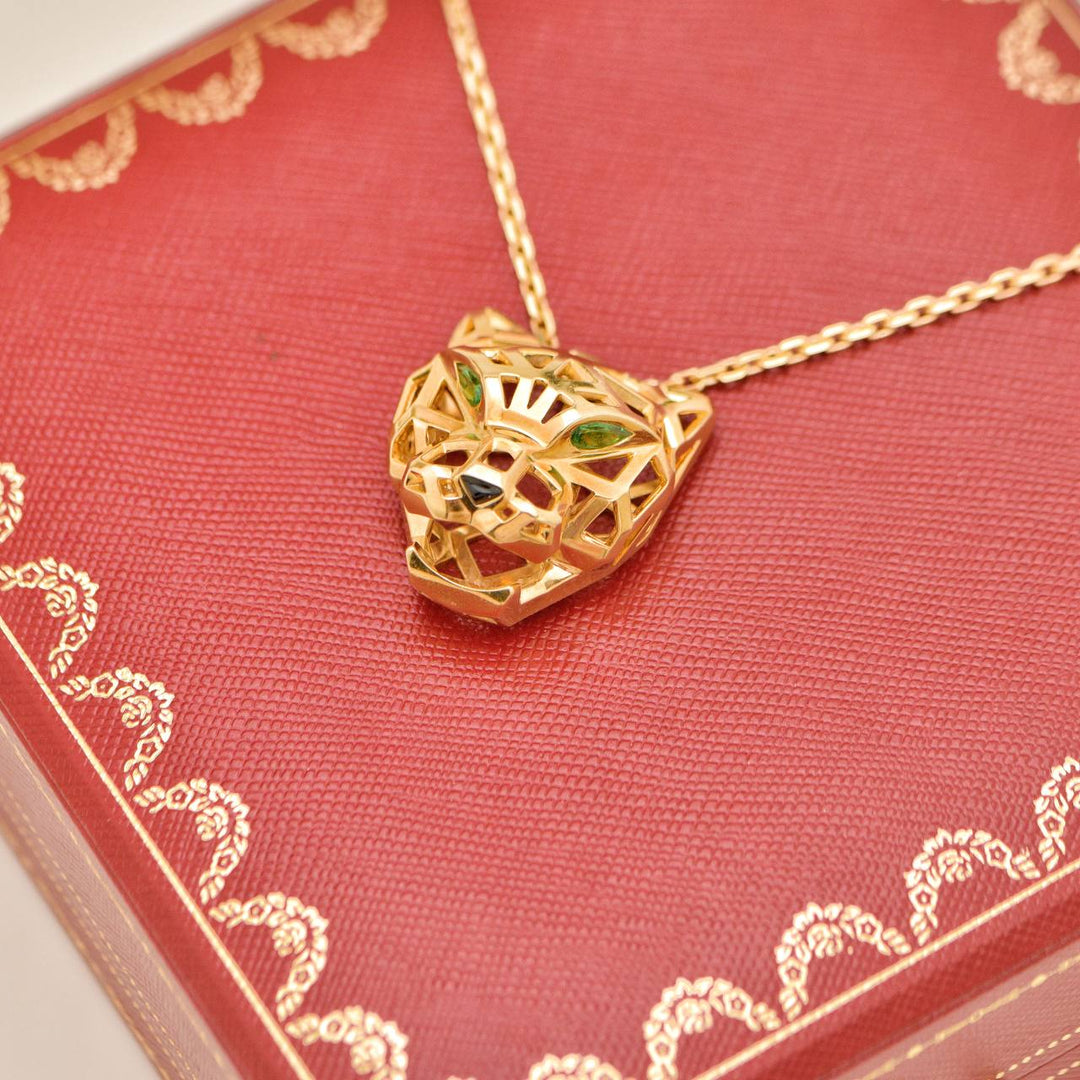 Second Hand Cartier Panthère de Cartier Tsavorite Onyx 18K Yellow Gold Necklace