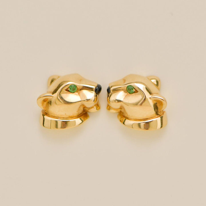 Preowned Cartier Panthère de Cartier Tsavorite Onyx 18K Gold Stud Earrings