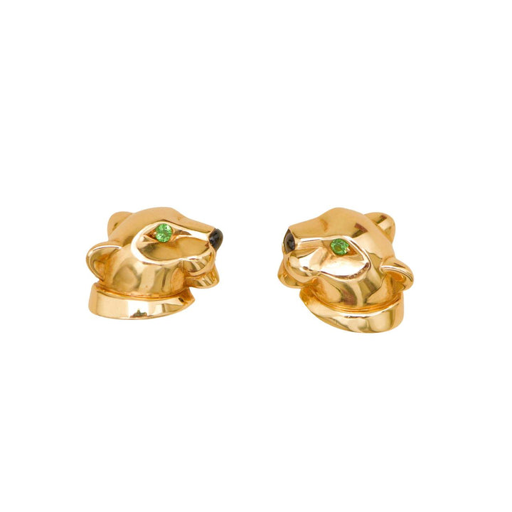 Preloved Cartier Panthère de Cartier Tsavorite Onyx 18K Yellow Gold Stud Earrings