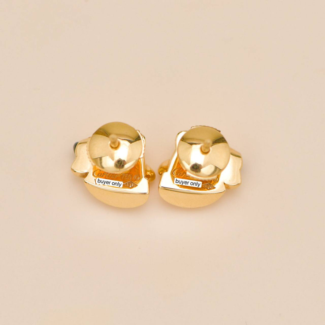 Preowned Cartier Panthère de Cartier Tsavorite Onyx 18K Yellow Gold Earrings