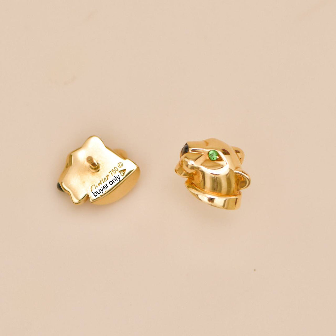 Second Hand Cartier Panthère de Cartier Tsavorite Onyx 18K Gold Stud Earrings