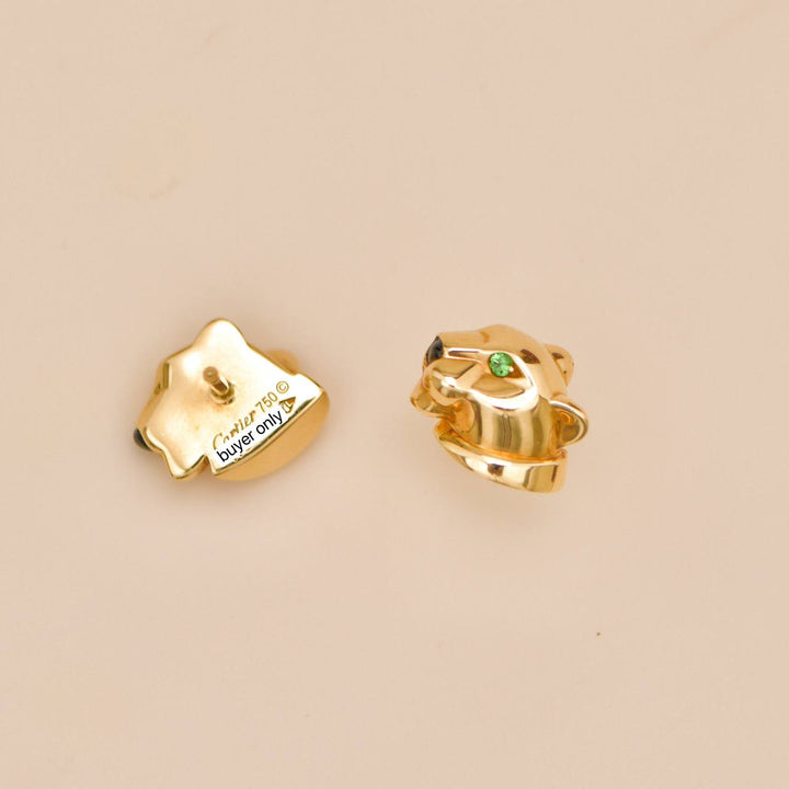 Second Hand Cartier Panthère de Cartier Tsavorite Onyx 18K Gold Stud Earrings