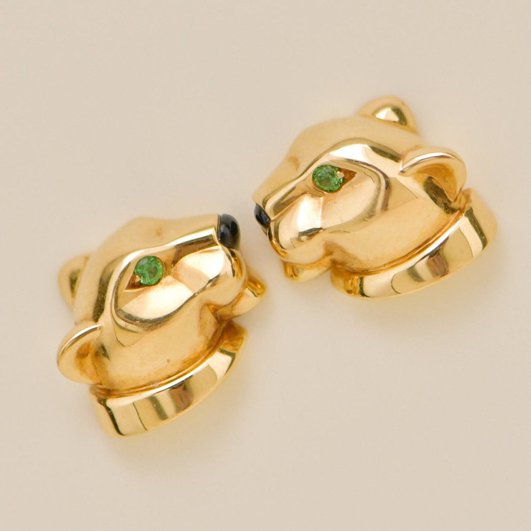 Preloved Cartier Panthère de Cartier Tsavorite Onyx 18K Gold Stud Earrings