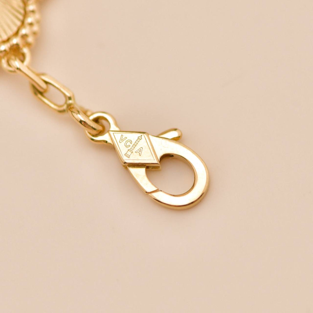 Preowned VCA Vintage Alhambra Guilloché 5 Motifs Bracelet 18K Yellow Gold