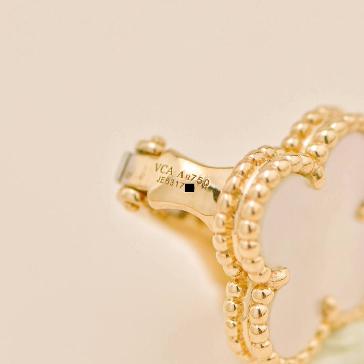 Van Cleef & Arpels Vintage Alhambra Earrings Mother of Pearl 18K Yellow Gold