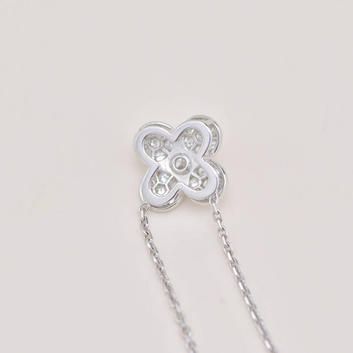 Preowned Van Cleef Trefle Diamond 18K White Gold Necklace