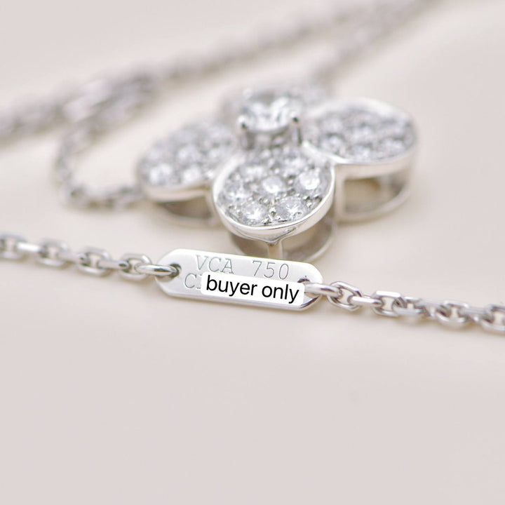 Second hand Van Cleef Trefle Diamond 18K White Gold Necklace