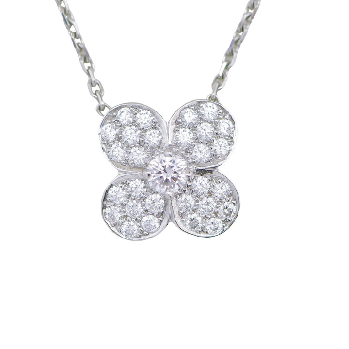 Preloved Van Cleef & Arpels Trefle Diamond 18K White Gold Necklace