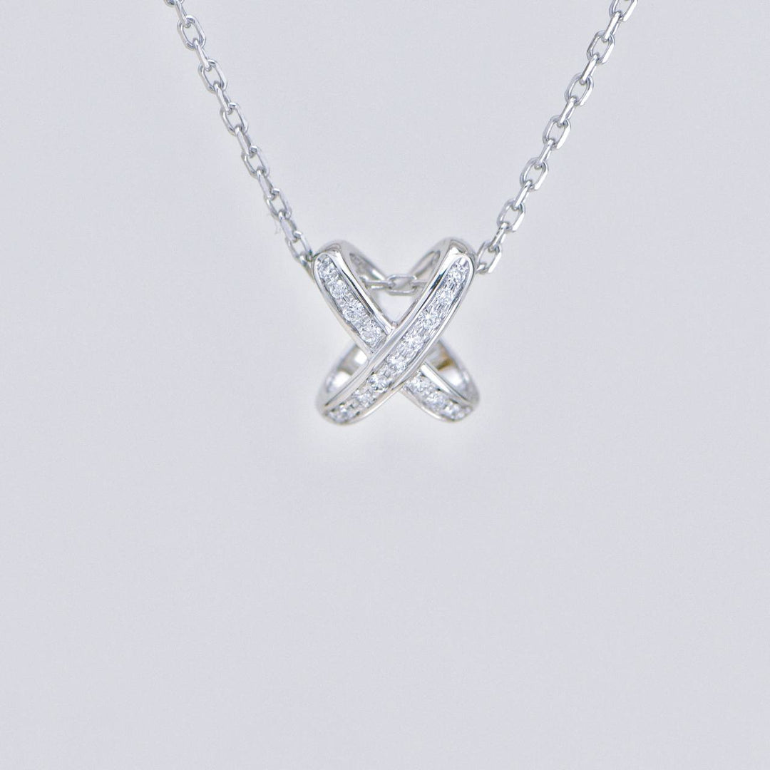 Preowned Chaumet Jeux de Liens Diamond 18K White Gold Pendant Necklace