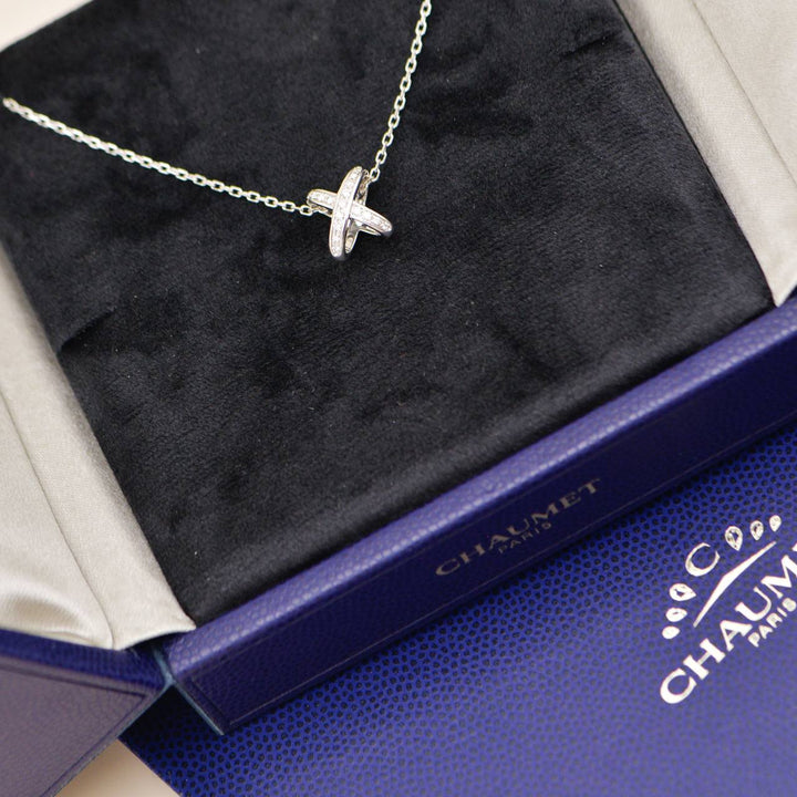 Preloved Chaumet Jeux de Liens Diamond 18K White Gold Pendant Necklace