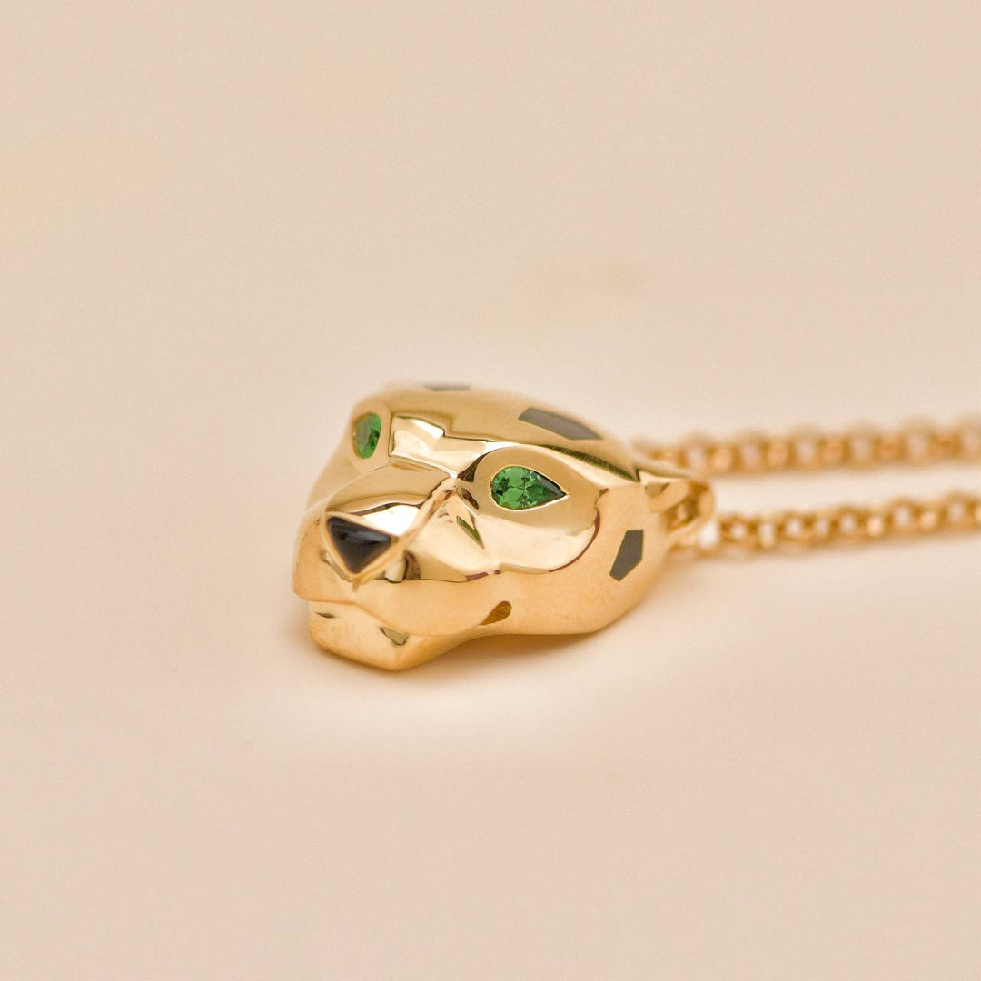 Preowned Cartier Panthère de Cartier Tsavorite Onyx 18K Yellow Gold Necklace
