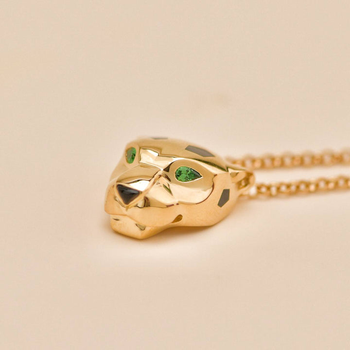 Preowned Cartier Panthère de Cartier Tsavorite Onyx 18K Yellow Gold Necklace
