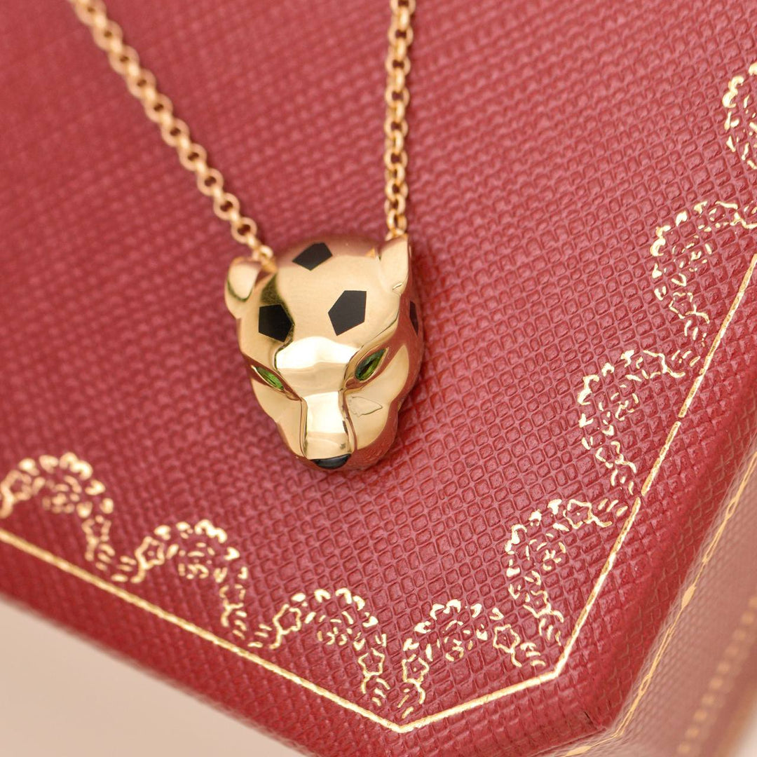 Used Cartier Panthère de Cartier Tsavorite Onyx 18K Yellow Gold Pendant Necklace