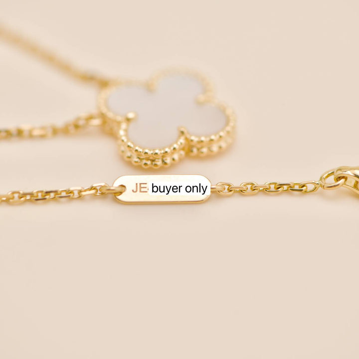 Used Van Cleef Vintage Alhambra Mother of Pearl 18K Yellow Gold Pendant Necklace
