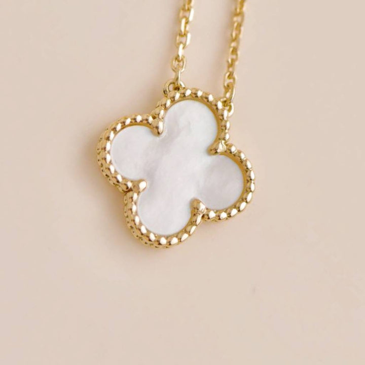 Preloved Van Cleef Vintage Alhambra Mother of Pearl 18K Yellow Gold Pendant Necklace