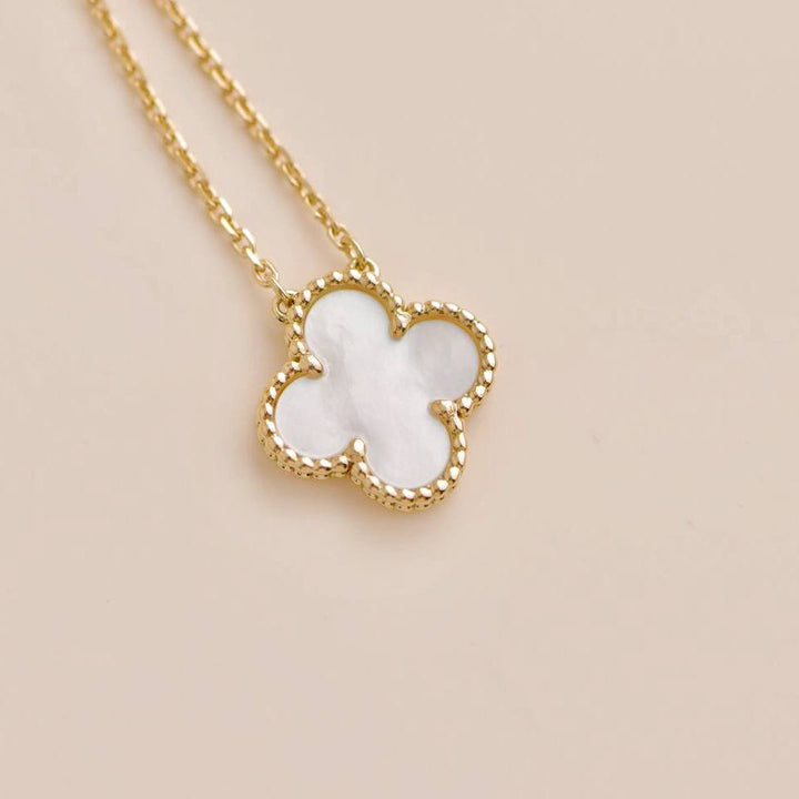 Used Van Cleef & Arpels Vintage Alhambra Mother of Pearl 18K Yellow Gold Pendant Necklace