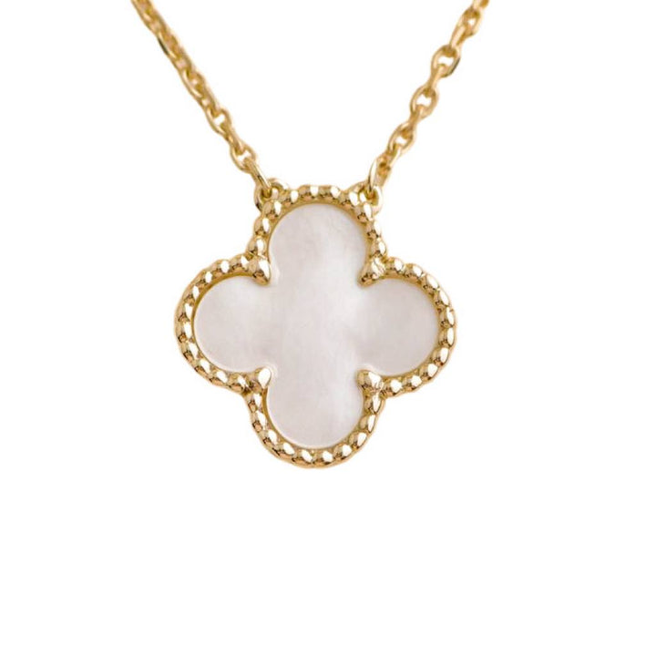 Preloved Van Cleef & Arpels Vintage Alhambra Mother of Pearl 18K Yellow Gold Pendant Necklace