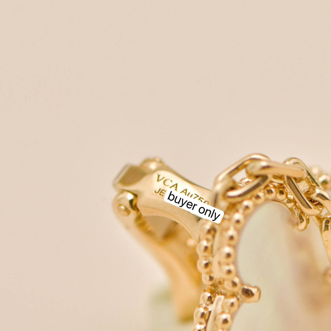 Second Hand Van Cleef Magic Alhambra 2 Motifs Mother of Pearl 18K Yellow Gold Earrings