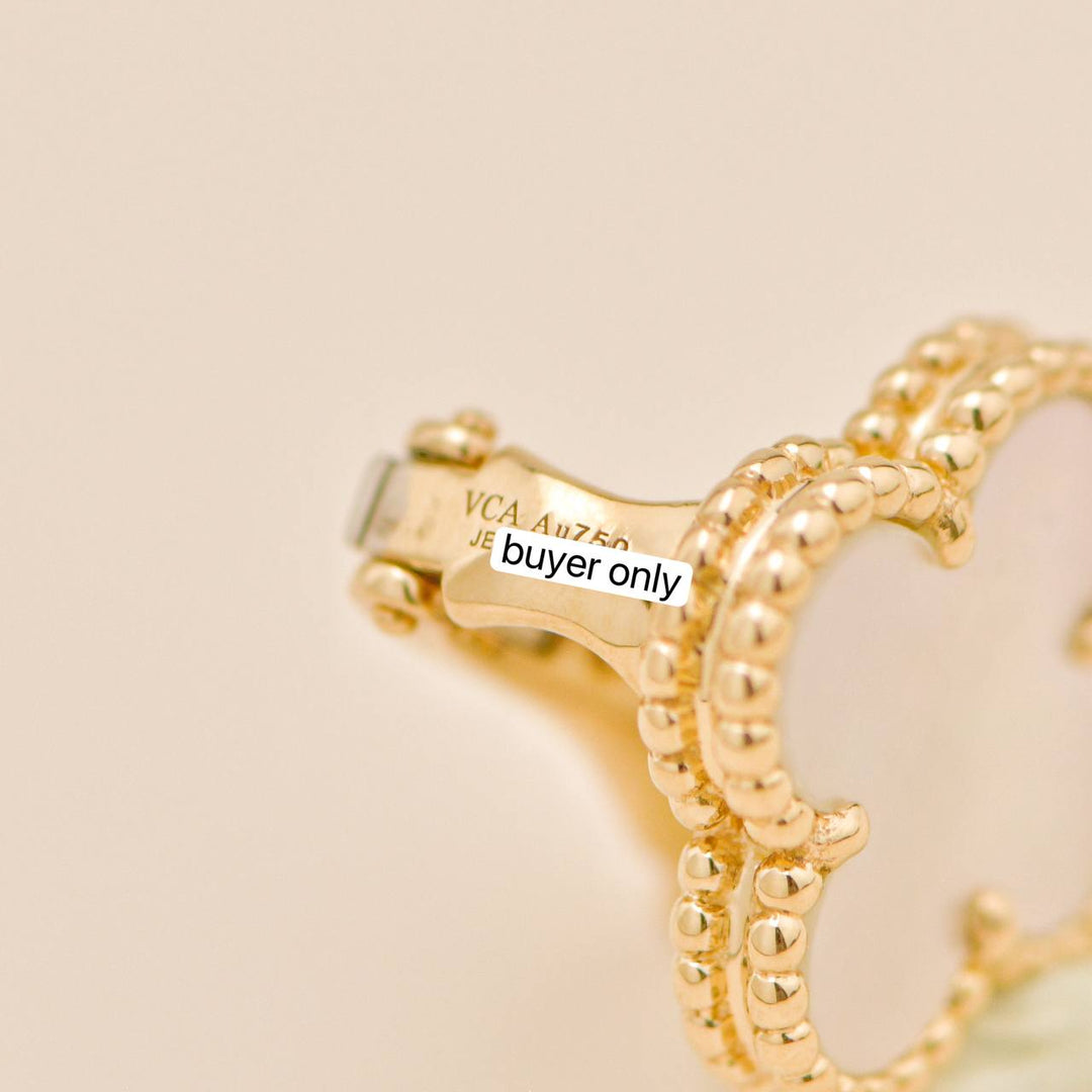 Second Hand Van Cleef Vintage Alhambra Mother of Pearl 18K Yellow Gold Earrings