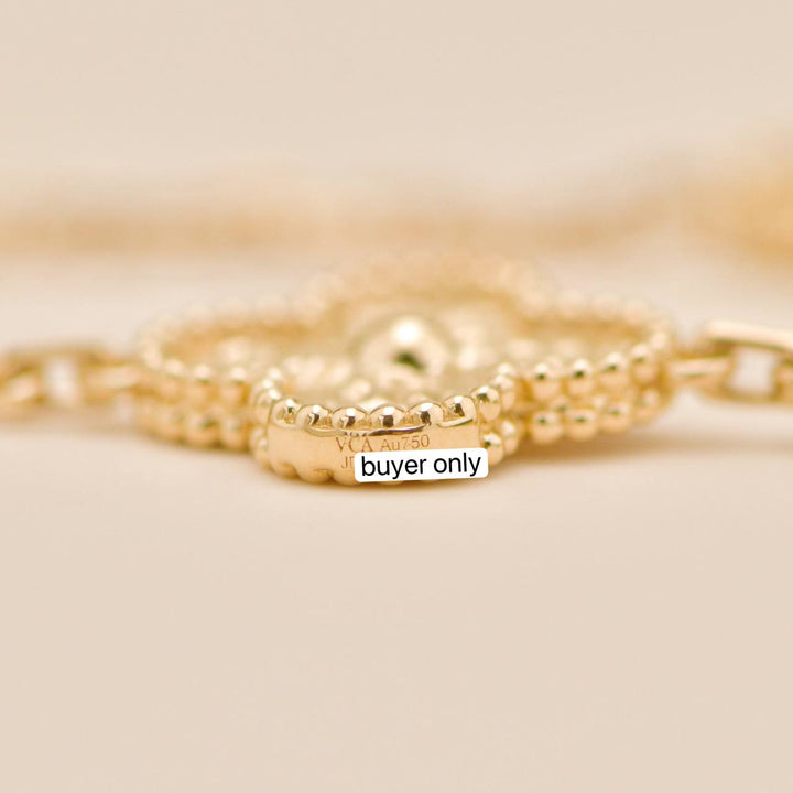 Preloved Authentic VCA Vintage Alhambra 10 Motif Hammered 18K Yellow Gold Necklace