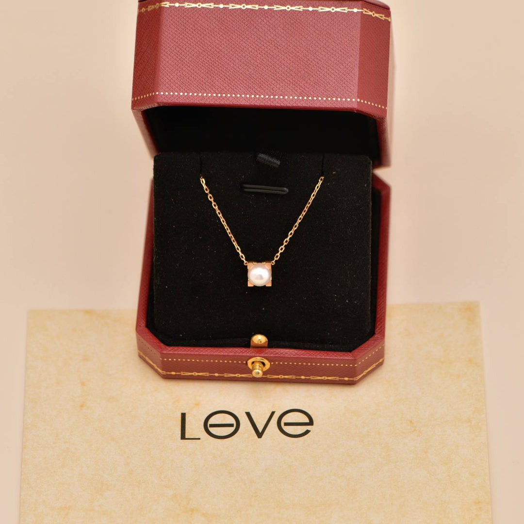 Preowned Authentic Cartier C de Cartier Necklace Akoya Pearl 18K Rose Gold 