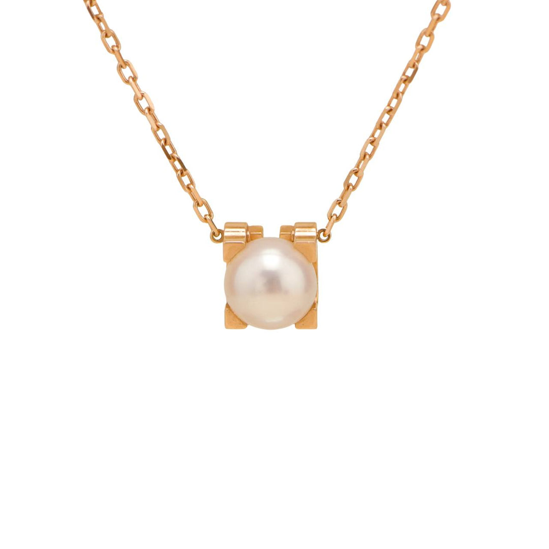 Preloved Authentic Full set Cartier C de Cartier Necklace Akoya Pearl 18K Rose Gold 