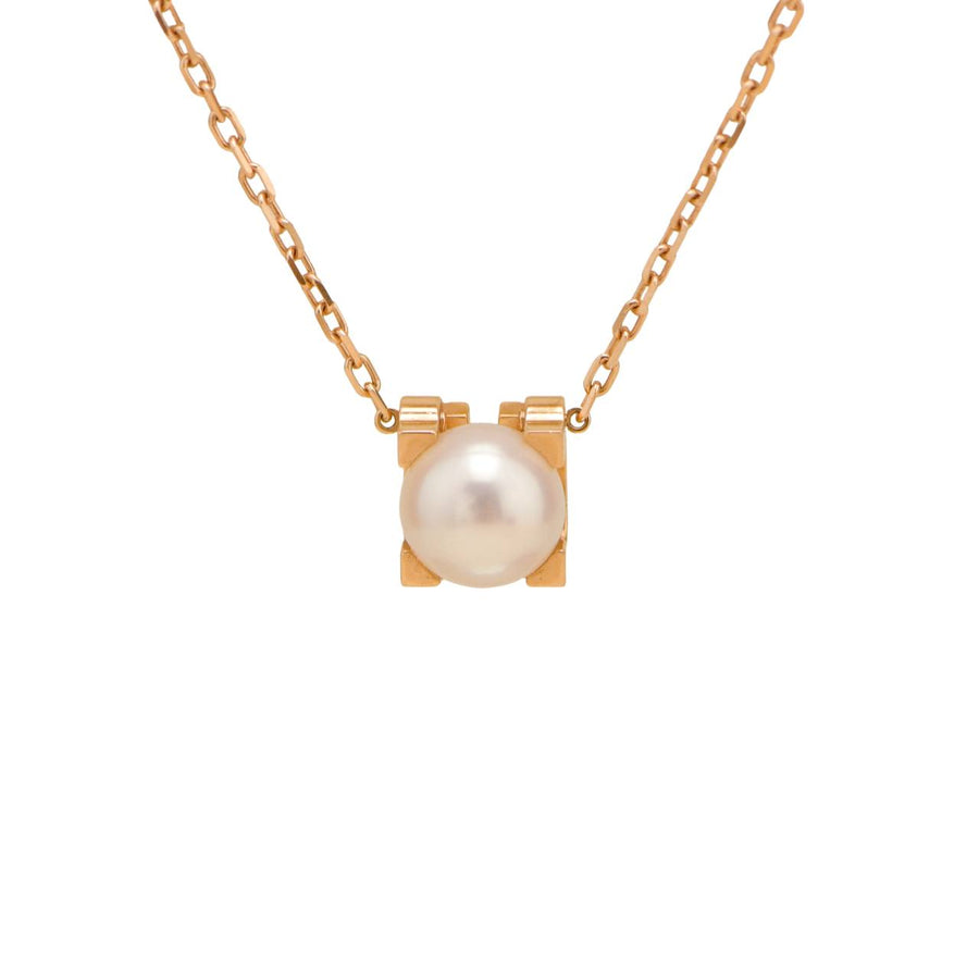 Preloved Authentic Full set Cartier C de Cartier Necklace Akoya Pearl 18K Rose Gold 