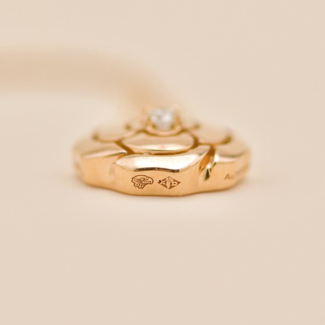 Used Authentic Chanel Extrait de Camélia Necklace Diamond 18K Rose Gold Full set 