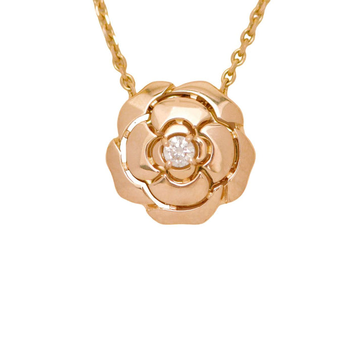 Preloved Authentic Full set Chanel Extrait de Camélia Necklace Diamond 18K Rose Gold.
