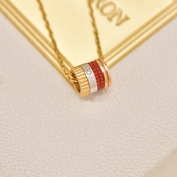 Second Hand Authentic Full set Boucheron Quatre Red Edition Mini Pendant Necklace Diamond 18K Rose Yellow White Gold Ceramic