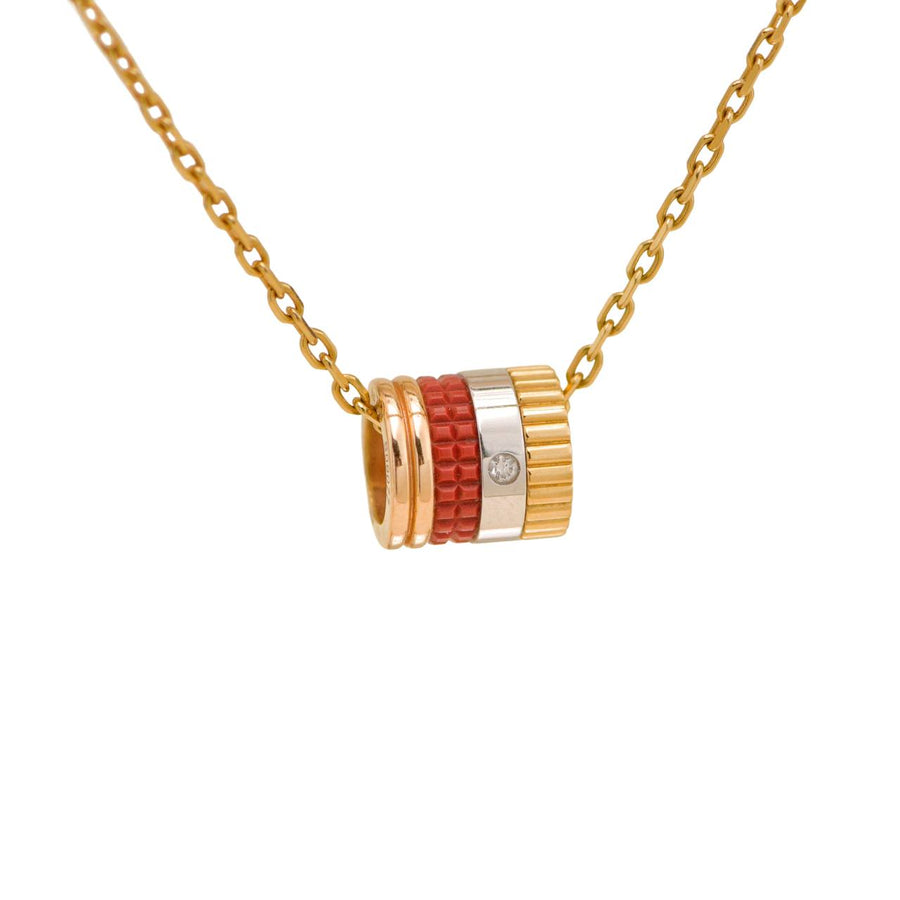 Preloved Authentic Full set Boucheron Quatre Red Edition Mini Pendant Necklace Diamond 18K Rose Yellow White Gold Ceramic